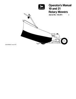 John Deere 19 and 21 Rotary Mowers Operator's Manual — actual manual cover