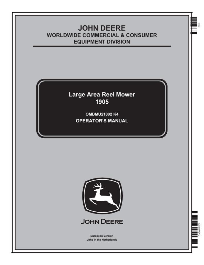 John Deere 1905 Large-area reel mower Operator manual OMDMU21002 — actual manual cover