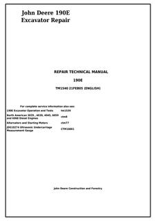 John Deere 190E Excavator Repair technical manual TM1540 — actual manual cover