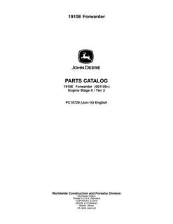 John Deere 1910E Forwarder Engine Stage II Tier 2 Parts Catalog — actual manual cover