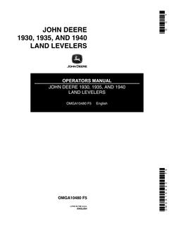 John Deere 1930, 1935, 1940 Land leveler Operator manual OMGA10480 — actual manual cover