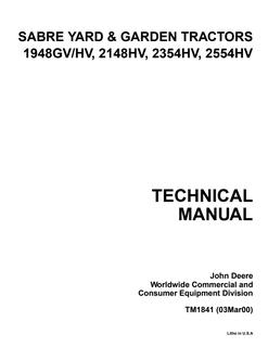 John Deere 1948GV/HV, 2148HV, 2354HV, 2554HV Sabre yard and garden tractor Technical manual TM1841 — actual manual cover