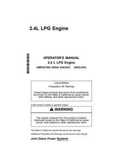 John Deere 2.4 L LPG engine Operator manual OMRG37502 — actual manual cover