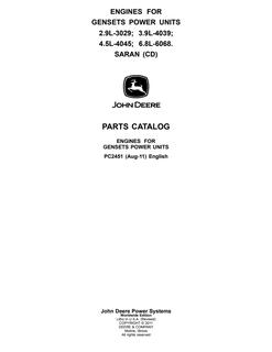 John Deere 2.9L 3029, 3.9L 4039, 4.5L 4045, 6.8L 6068 engines for gensets/power units, Saran (CD) Engine Parts catalog PC2451 — actual manual cover