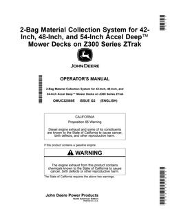 John Deere 2-Bag for 42, 48, 54-Inch Accel Deep Decks Material collection system Operator manual OMUC32588E — actual manual cover