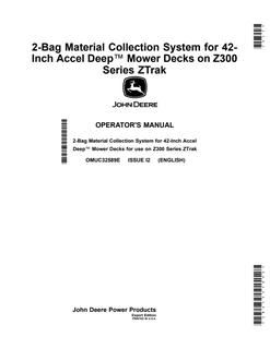 John Deere 2-Bag for 42-Inch Accel Deep Deck Material collection system Operator manual OMUC32589E — actual manual cover