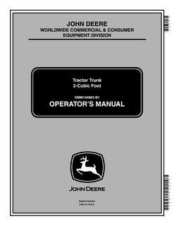 John Deere 2-Cubic Foot Tractor trunk Operator manual OMM144963 — actual manual cover