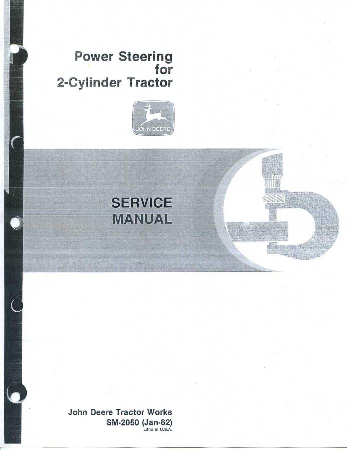 John Deere 2-Cylinder Tractor Tractor Power Steering Service Manual SM-2050 — actual manual cover