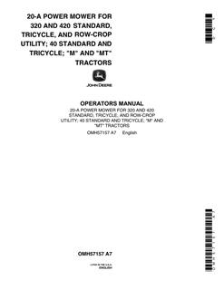 John Deere 20-A Operator Manual OMH57157 — actual manual cover