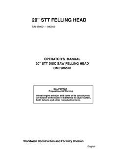 John Deere 20 in STT Disc Saw Felling Head Operator manual OMF286570 — actual manual cover