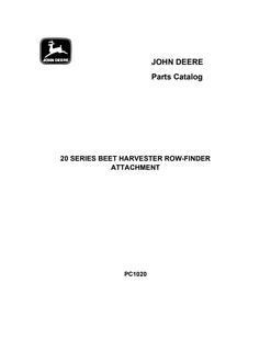 John Deere 20 Series Beet Harvester Row-Finder Attachment Parts Catalog — actual manual cover