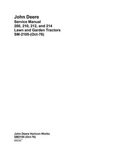 John Deere 200, 210, 212, 214 Tractor Service manual SM2105 — actual manual cover