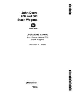 John Deere 200, 300 Stack wagon Operator manual OMN159362 — actual manual cover