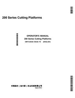 John Deere 200 Series Combine cutting platform Operator manual OMYC20448 — actual manual cover