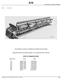 John Deere 200 Series Cutting Platforms Parts Catalog — actual manual cover