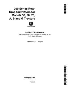John Deere 200 Series Row-crop cultivator Operator manual OMN81154 — actual manual cover