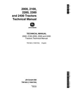 John Deere 2000, 2100, 2200, 2300, 2400 Tractor Technical manual TM1563 — actual manual cover