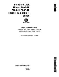 John Deere 200A-H, 220A-H, 300B-H, 400B-H, 470B-H Operator Manual OMW15949 — actual manual cover