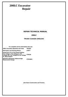 John Deere 200LC Excavator Repair technical manual TM1664 — actual manual cover