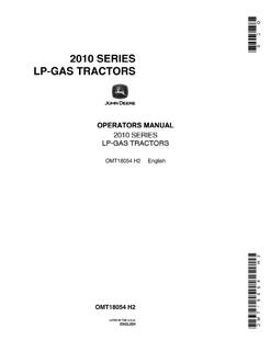 John Deere 2010 Series LP-Gas Tractor Operator manual OMT18054 — actual manual cover