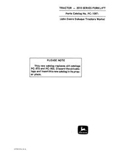John Deere 2010 Series Tractor Forklift Parts Catalog — actual manual cover