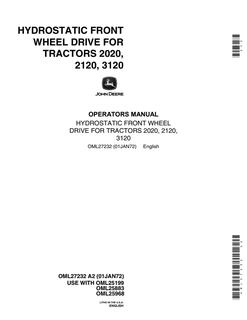 John Deere 2020, 2120, 3120 Tractor drive attachment Operator manual OML27232 — actual manual cover