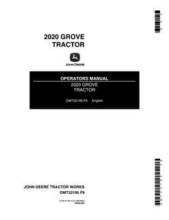 John Deere 2020 Grove Tractor Operator manual OMT32195 — actual manual cover
