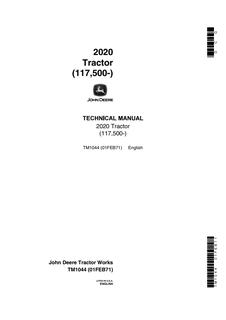 John Deere 2020 Tractor Technical manual TM1044 — actual manual cover