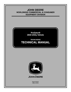John Deere 2030 ProGator utility vehicle Technical manual — actual manual cover