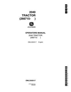 John Deere 2040 Tractor Operator manual OML33529 — actual manual cover