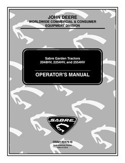 John Deere 2048HV, 2254HV, 2554HV Garden tractor Operator Manual OMM140479 — actual manual cover