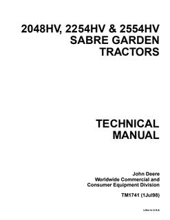 John Deere 2048HV, 2254HV, 2554HV Sabre garden tractor Technical manual TM1741 — actual manual cover
