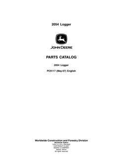 John Deere 2054 Logger Parts Catalog — actual manual cover