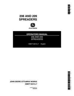 John Deere 206, 209 Spreader Operator manual OMET13619 — actual manual cover