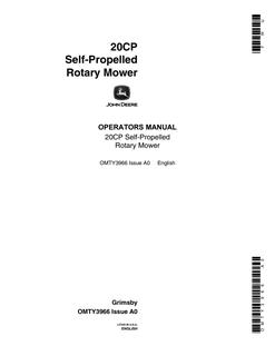 John Deere 20CP Self-propelled rotary mower Operators manual OMTY3966 — actual manual cover