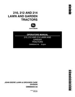 John Deere 210, 212, 214 Lawn and Garden Tractor Operator manual OMM80640 — actual manual cover