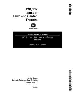 John Deere 210, 212, 214 Lawn and garden tractor Operator's manual OMM81219 — actual manual cover