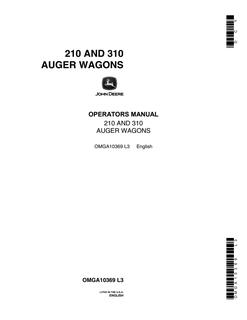 John Deere 210, 310 Auger Wagon Operator manual OMGA10369 — actual manual cover
