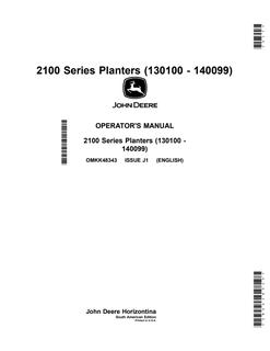 John Deere 2100 Series Planter Operator manual OMKK48343 — actual manual cover