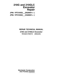 John Deere 210G, 210GLC Excavator Repair technical manual — actual manual cover