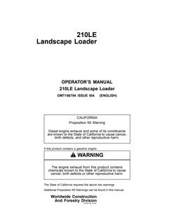 John Deere 210LE Landscape Loader Operator manual OMT186794 — actual manual cover
