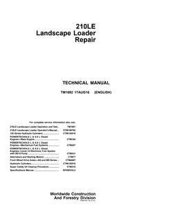 John Deere 210LE Landscape Loader Repair Technical Manual (TM1692) — actual manual cover