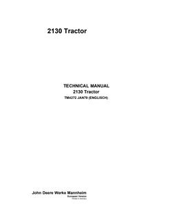 John Deere 2130 Tractor Technical manual TM4272 — actual manual cover