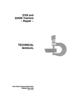 John Deere 2155, 2355N Tractor Technical manual TM4435 — actual manual cover