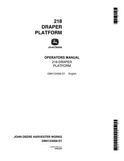 John Deere 218 Draper Platform Operator manual OMH124058 — actual manual cover