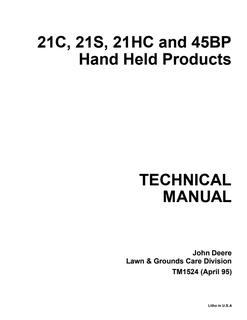 John Deere 21C, 21S, 21HC, 45BP Handheld product Technical manual TM1524 — actual manual cover