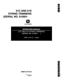 John Deere 21C, 21S String Trimmer Operator manual OMM112772 — actual manual cover