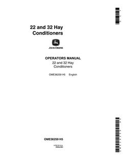 John Deere 22, 32 Hay conditioner Operator's manual OME36259 — actual manual cover