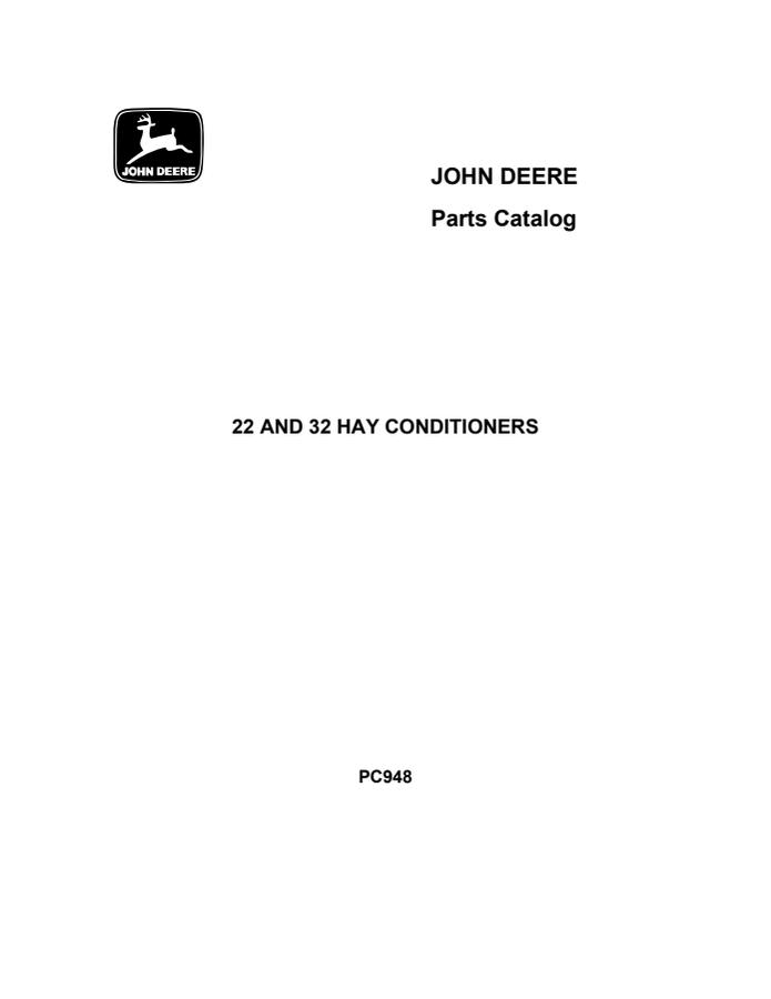 John Deere 22 and 32 Hay Conditioners Parts Catalog — actual manual cover
