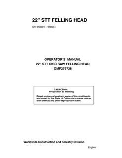 John Deere 22 in STT Disc Saw Felling Head Operator manual OMF276738 — actual manual cover